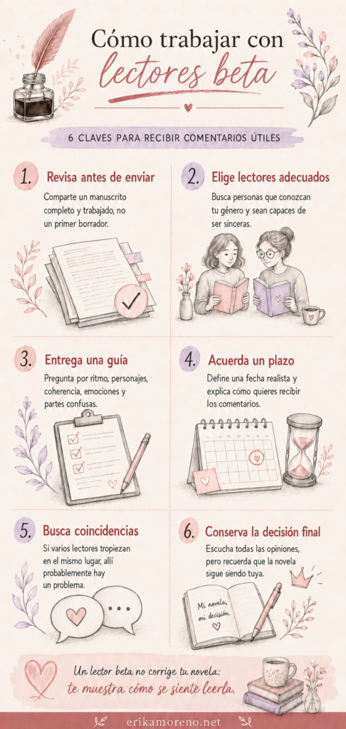 Aprende qué son los lectores beta, cómo elegirlos y utilizar sus comentarios para mejorar tu novela antes de publicarla.